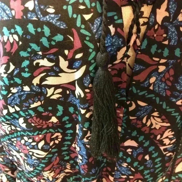 Jessica Simpson NEW Medium Black Romantic Floral Peasant Dress Sheer Lined - Picture 3 of 9